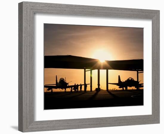 Two Embraer A-29 Super Tucano Aircraft Parked in the Hangar at Natal Air Force Base, Brazil-Stocktrek Images-Framed Photographic Print