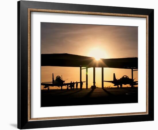 Two Embraer A-29 Super Tucano Aircraft Parked in the Hangar at Natal Air Force Base, Brazil-Stocktrek Images-Framed Photographic Print