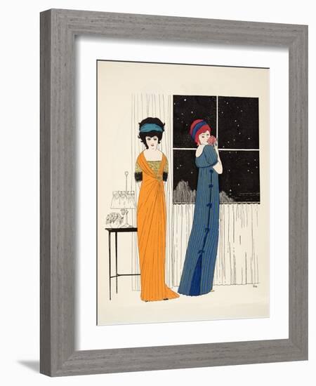 Two Empire Line Dresses from 'Les Robes De Paul Poiret' Pub. 1908 (Pochoir Print)-Paul Iribe-Framed Giclee Print