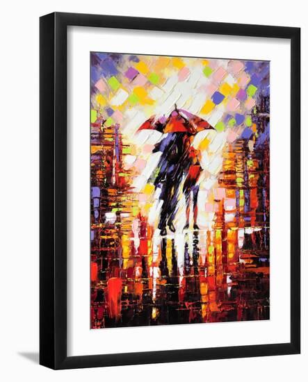 Two Enamoured Under An Umbrella-balaikin2009-Framed Art Print