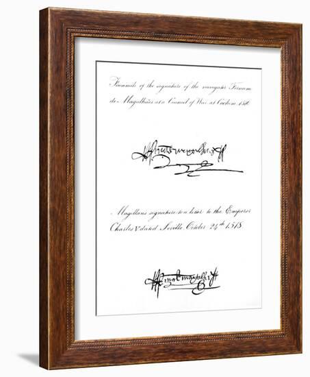 Two Examples of the Signature of Ferdinand Magellan-null-Framed Giclee Print