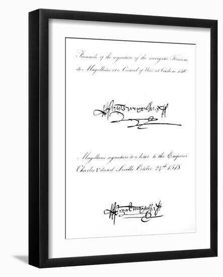 Two Examples of the Signature of Ferdinand Magellan-null-Framed Giclee Print