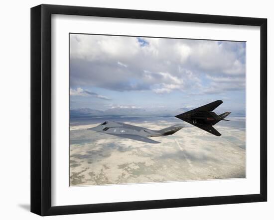 Two F-117 Nighthawk Stealth Fighters in Flight Over New Mexico-Stocktrek Images-Framed Photographic Print