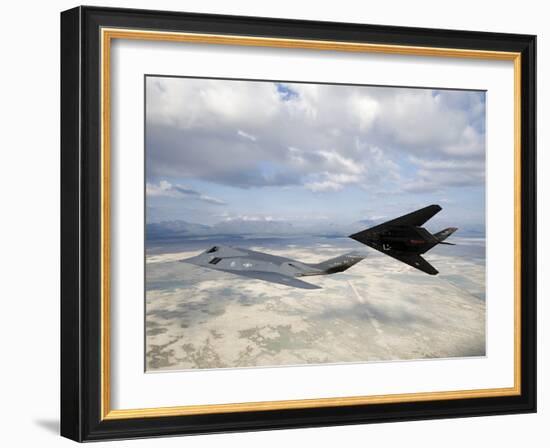 Two F-117 Nighthawk Stealth Fighters in Flight Over New Mexico-Stocktrek Images-Framed Photographic Print