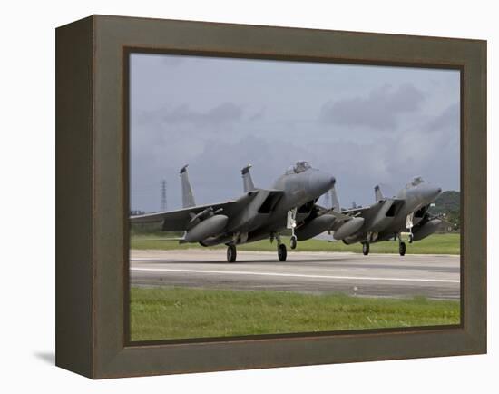 Two F-15's Come in For a Landing at Kadena Air Base, Okinawa, Japan-Stocktrek Images-Framed Premier Image Canvas