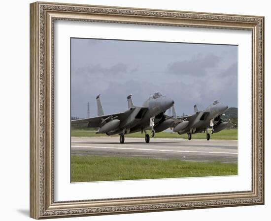 Two F-15's Come in For a Landing at Kadena Air Base, Okinawa, Japan-Stocktrek Images-Framed Photographic Print