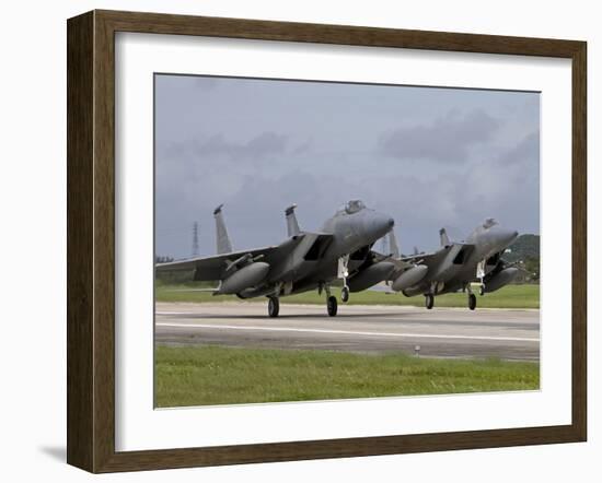 Two F-15's Come in For a Landing at Kadena Air Base, Okinawa, Japan-Stocktrek Images-Framed Photographic Print