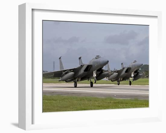 Two F-15's Come in For a Landing at Kadena Air Base, Okinawa, Japan-Stocktrek Images-Framed Photographic Print