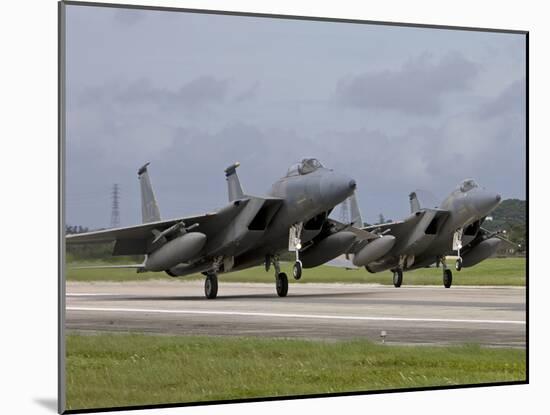 Two F-15's Come in For a Landing at Kadena Air Base, Okinawa, Japan-Stocktrek Images-Mounted Photographic Print