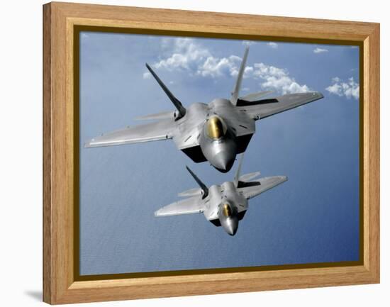 Two F-22 Raptors Fly over the Pacific Ocean-Stocktrek Images-Framed Premier Image Canvas