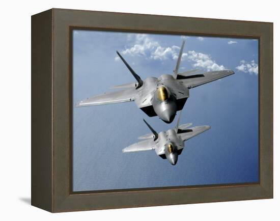 Two F-22 Raptors Fly over the Pacific Ocean-Stocktrek Images-Framed Premier Image Canvas