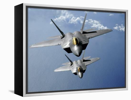 Two F-22 Raptors Fly over the Pacific Ocean-Stocktrek Images-Framed Premier Image Canvas