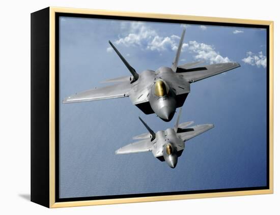 Two F-22 Raptors Fly over the Pacific Ocean-Stocktrek Images-Framed Premier Image Canvas