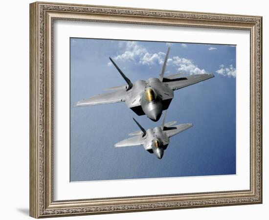 Two F-22 Raptors Fly over the Pacific Ocean-Stocktrek Images-Framed Photographic Print