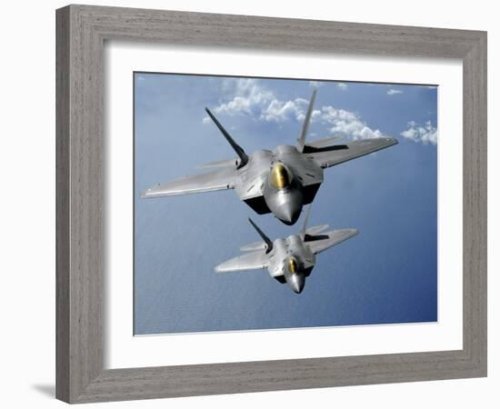 Two F-22 Raptors Fly over the Pacific Ocean-Stocktrek Images-Framed Photographic Print