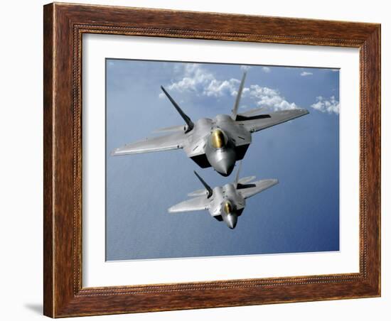 Two F-22 Raptors Fly over the Pacific Ocean-Stocktrek Images-Framed Photographic Print