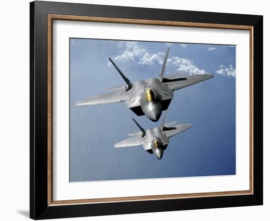 Two F-22 Raptors Fly over the Pacific Ocean-Stocktrek Images-Framed Photographic Print