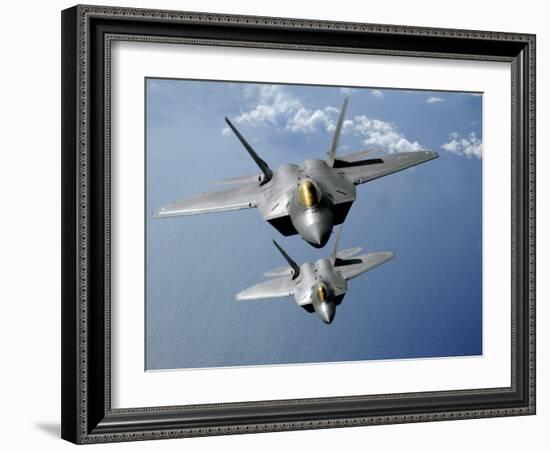 Two F-22 Raptors Fly over the Pacific Ocean-Stocktrek Images-Framed Photographic Print