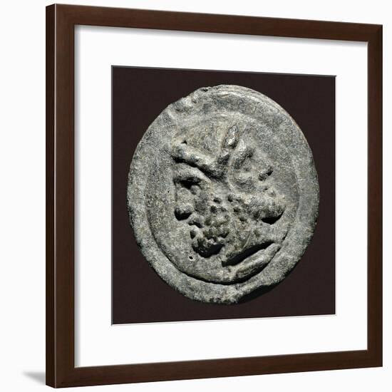 Two Faced Roman God Janus on Ancient Rome Coin-null-Framed Photo