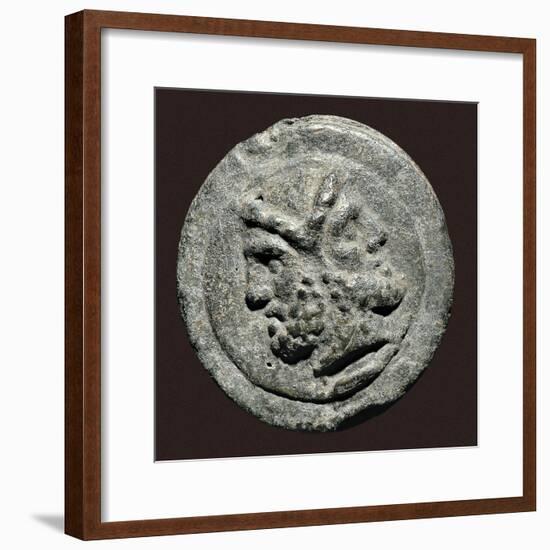 Two Faced Roman God Janus on Ancient Rome Coin-null-Framed Photo