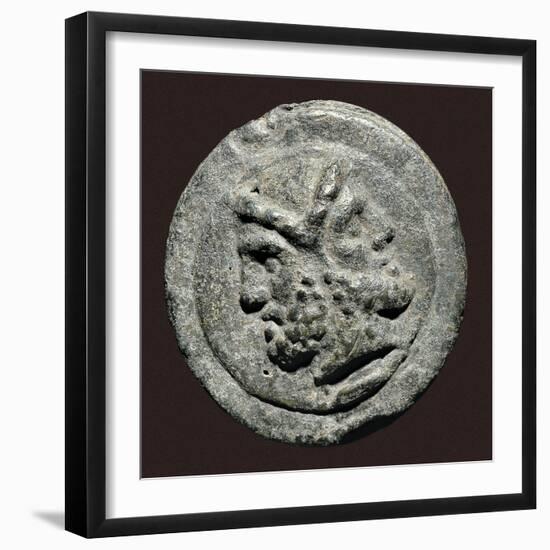 Two Faced Roman God Janus on Ancient Rome Coin-null-Framed Photo
