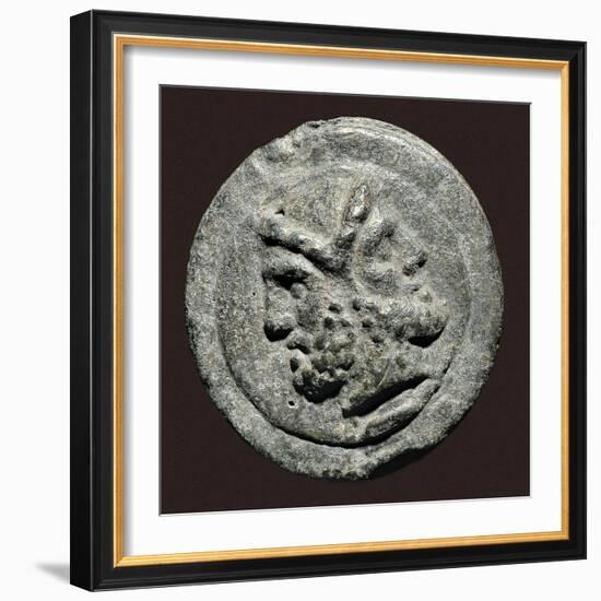 Two Faced Roman God Janus on Ancient Rome Coin-null-Framed Photo