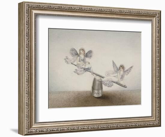 Two Fairies Playing See-Saw on a Needle Resting on a Thimble-Amelia Jane Murray-Framed Giclee Print