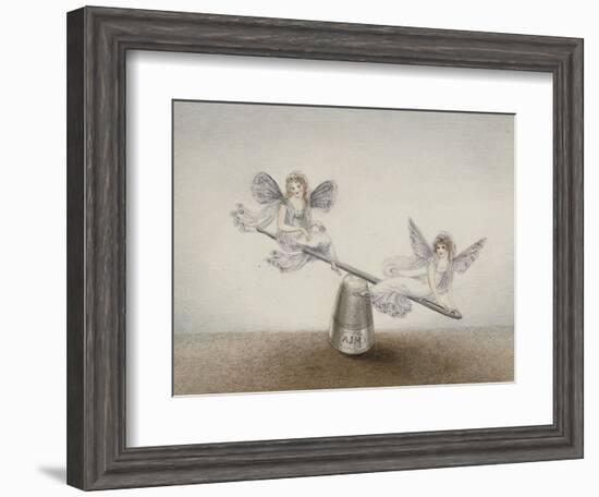 Two Fairies Playing See-Saw on a Needle Resting on a Thimble-Amelia Jane Murray-Framed Giclee Print