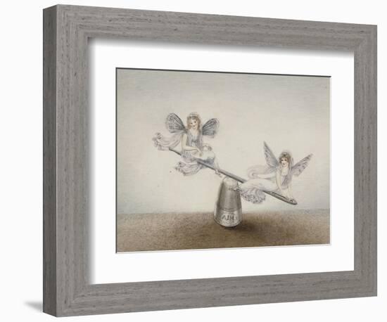 Two Fairies Playing See-Saw on a Needle Resting on a Thimble-Amelia Jane Murray-Framed Giclee Print