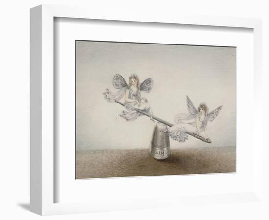 Two Fairies Playing See-Saw on a Needle Resting on a Thimble-Amelia Jane Murray-Framed Giclee Print