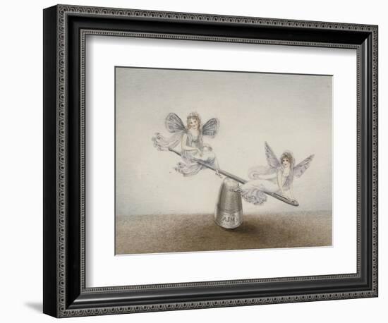 Two Fairies Playing See-Saw on a Needle Resting on a Thimble-Amelia Jane Murray-Framed Giclee Print