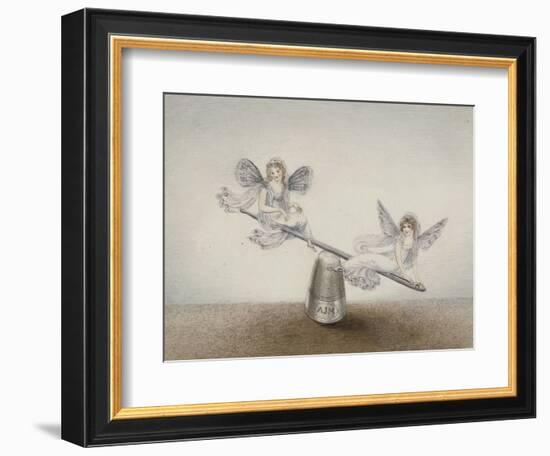 Two Fairies Playing See-Saw on a Needle Resting on a Thimble-Amelia Jane Murray-Framed Giclee Print