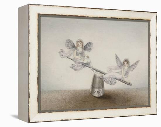 Two Fairies Playing See-Saw on a Needle Resting on a Thimble-Amelia Jane Murray-Framed Premier Image Canvas