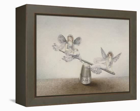 Two Fairies Playing See-Saw on a Needle Resting on a Thimble-Amelia Jane Murray-Framed Premier Image Canvas