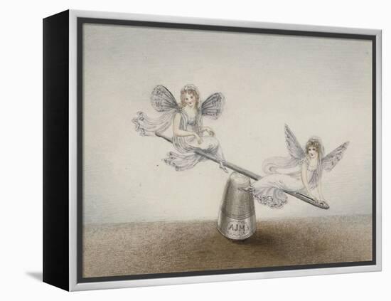 Two Fairies Playing See-Saw on a Needle Resting on a Thimble-Amelia Jane Murray-Framed Premier Image Canvas