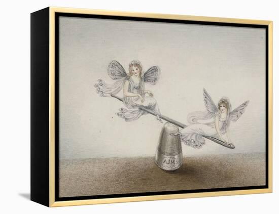 Two Fairies Playing See-Saw on a Needle Resting on a Thimble-Amelia Jane Murray-Framed Premier Image Canvas