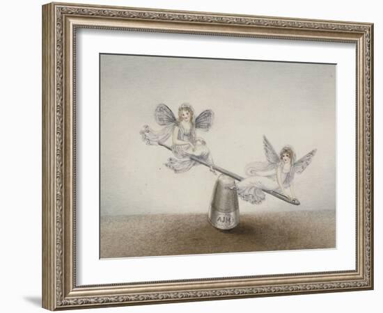 Two Fairies Playing See-Saw on a Needle Resting on a Thimble-Amelia Jane Murray-Framed Giclee Print