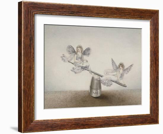 Two Fairies Playing See-Saw on a Needle Resting on a Thimble-Amelia Jane Murray-Framed Giclee Print