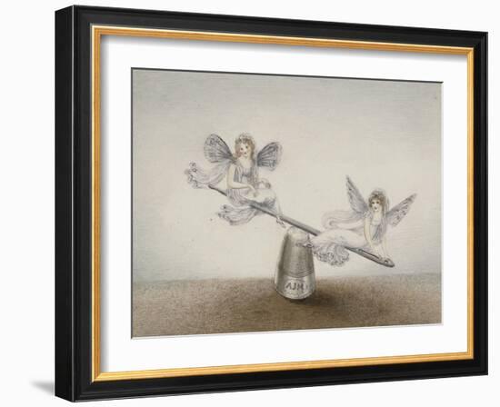 Two Fairies Playing See-Saw on a Needle Resting on a Thimble-Amelia Jane Murray-Framed Giclee Print