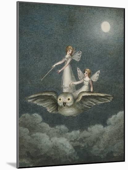 Two Fairies Standing on the Back of an Owl Beneath a Moon-Amelia Jane Murray-Mounted Giclee Print