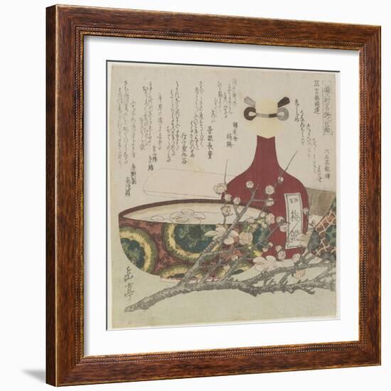 Two Famous Bizen Pottery Pieces for Kibi Province Circle-Yashima Gakutei-Framed Giclee Print