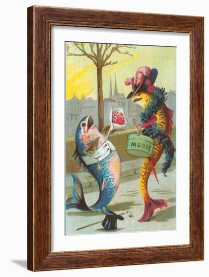 Two Fashionable Fish Meet on the Street-null-Framed Art Print