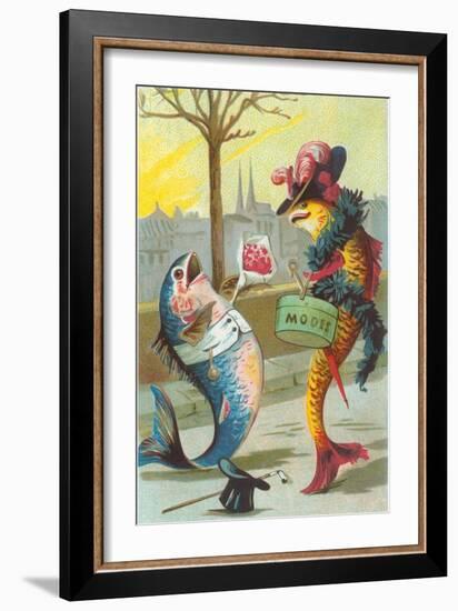 Two Fashionable Fish Meet on the Street-null-Framed Art Print