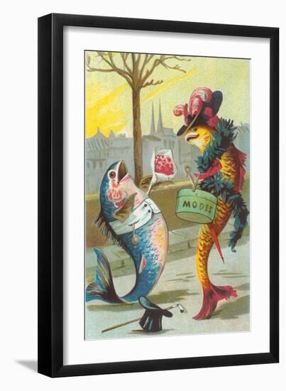 Two Fashionable Fish Meet on the Street-null-Framed Art Print