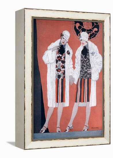 Two Fashionable Flapper Girls-null-Framed Stretched Canvas