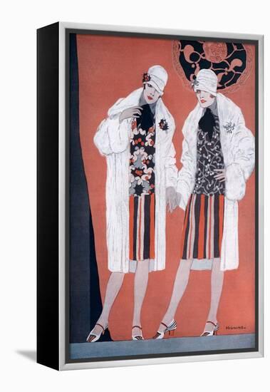 Two Fashionable Flapper Girls-null-Framed Stretched Canvas