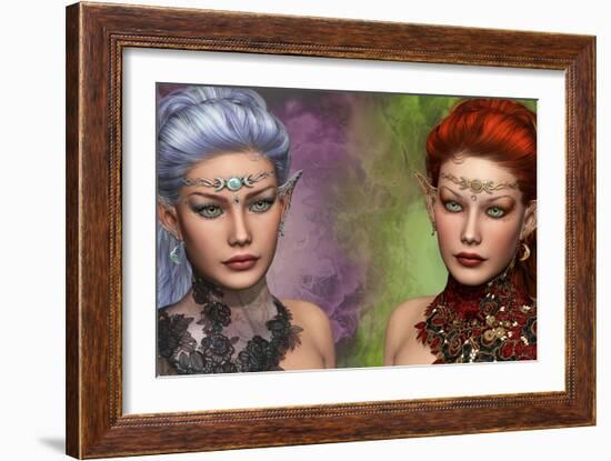 Two Female Elven-Atelier Sommerland-Framed Art Print