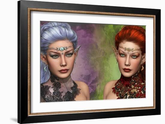 Two Female Elven-Atelier Sommerland-Framed Art Print