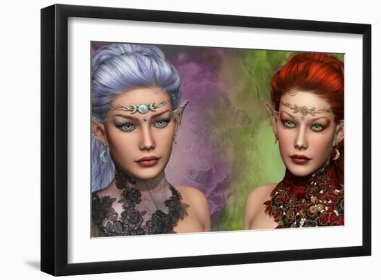 Two Female Elven-Atelier Sommerland-Framed Art Print
