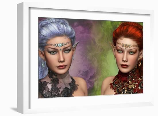 Two Female Elven-Atelier Sommerland-Framed Art Print